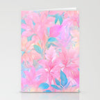Unicorn Garden, Iridescent Holographic Soft Pastel Gradient, Yoga Meditation Mindfulness Spiritual, Eclectic Pink Botanical Nature Plants Forest Graphic Design Pattern Stationery Card Gallery Image 2