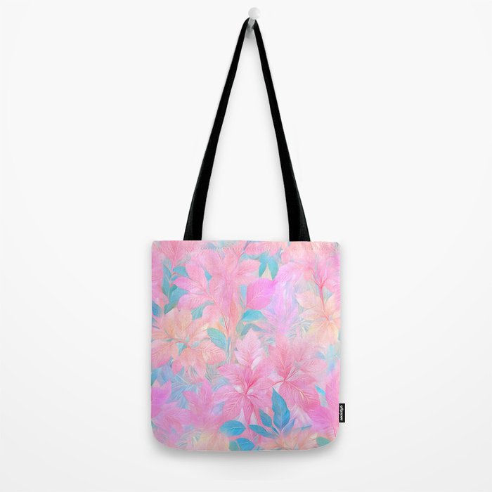 Unicorn Garden, Iridescent Holographic Soft Pastel Gradient, Yoga Meditation Mindfulness Spiritual, Eclectic Pink Botanical Nature Plants Forest Graphic Design Pattern Tote Bag Gallery Image 2