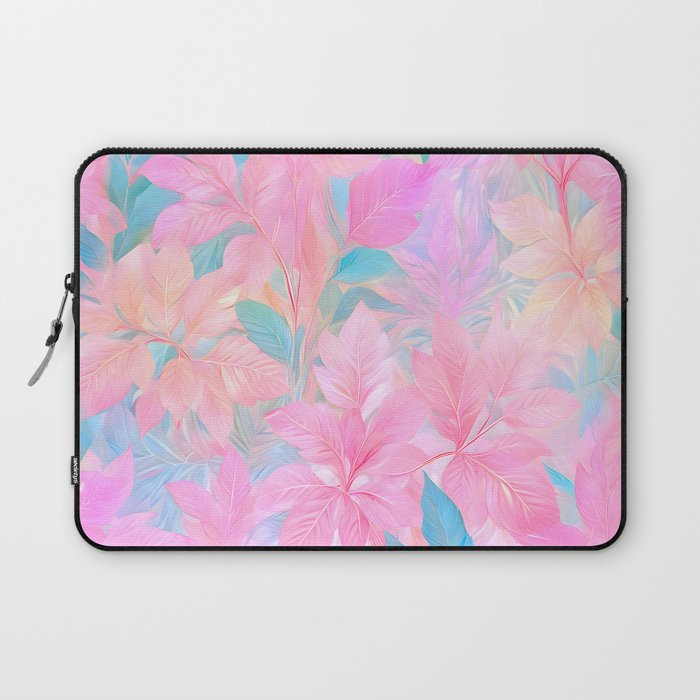Unicorn Garden, Iridescent Holographic Soft Pastel Gradient, Yoga Meditation Mindfulness Spiritual, Eclectic Pink Botanical Nature Plants Forest Graphic Design Pattern Laptop Sleeve Gallery Image 1