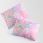 Unicorn Garden, Iridescent Holographic Soft Pastel Gradient, Yoga Meditation Mindfulness Spiritual, Eclectic Pink Botanical Nature Plants Forest Graphic Design Pattern Pillow Sham Gallery Image 3