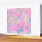 Unicorn Garden, Iridescent Holographic Soft Pastel Gradient, Yoga Meditation Mindfulness Spiritual, Eclectic Pink Botanical Nature Plants Forest Graphic Design Pattern Wall Mural Gallery Image 2