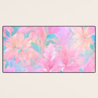 Unicorn Garden, Iridescent Holographic Soft Pastel Gradient, Yoga Meditation Mindfulness Spiritual, Eclectic Pink Botanical Nature Plants Forest Graphic Design Pattern Desk Mat Gallery Image 3