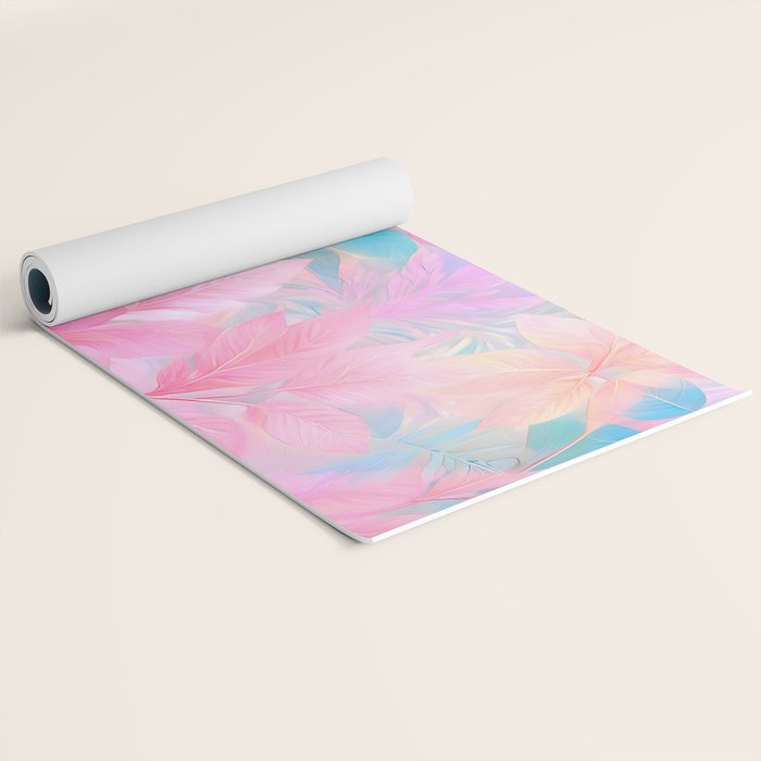 Unicorn Garden, Iridescent Holographic Soft Pastel Gradient, Yoga Meditation Mindfulness Spiritual, Eclectic Pink Botanical Nature Plants Forest Graphic Design Pattern Yoga Mat Gallery Image 2