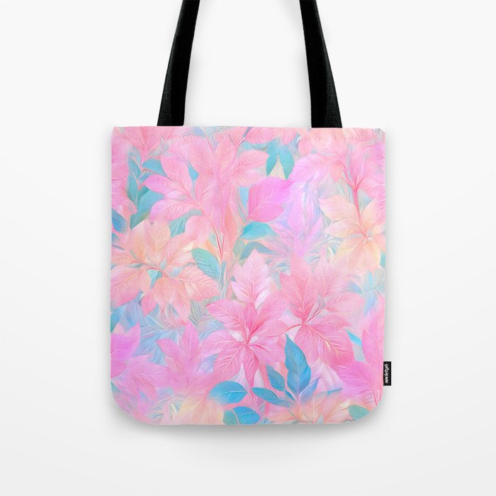 Unicorn Garden, Iridescent Holographic Soft Pastel Gradient, Yoga Meditation Mindfulness Spiritual, Eclectic Pink Botanical Nature Plants Forest Graphic Design Pattern Tote Bag Gallery Image 1