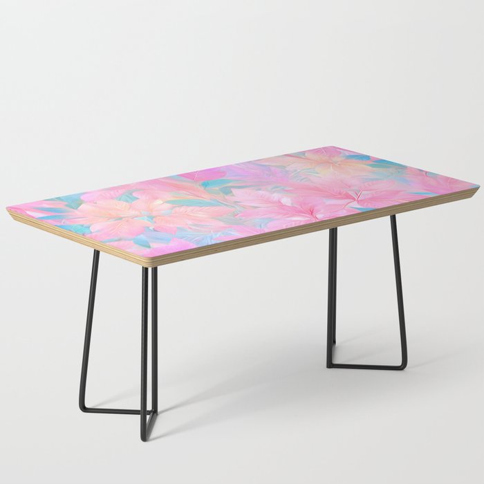 Unicorn Garden, Iridescent Holographic Soft Pastel Gradient, Yoga Meditation Mindfulness Spiritual, Eclectic Pink Botanical Nature Plants Forest Graphic Design Pattern Coffee Table Gallery Image 1