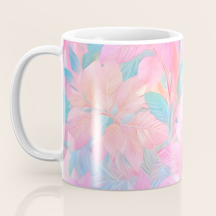 Unicorn Garden, Iridescent Holographic Soft Pastel Gradient, Yoga Meditation Mindfulness Spiritual, Eclectic Pink Botanical Nature Plants Forest Graphic Design Pattern Coffee Mug Gallery Image 3
