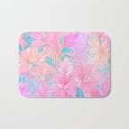 Unicorn Garden, Iridescent Holographic Soft Pastel Gradient, Yoga Meditation Mindfulness Spiritual, Eclectic Pink Botanical Nature Plants Forest Graphic Design Pattern Bath Mat Gallery Image 1