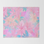 Unicorn Garden, Iridescent Holographic Soft Pastel Gradient, Yoga Meditation Mindfulness Spiritual, Eclectic Pink Botanical Nature Plants Forest Graphic Design Pattern Throw Blanket Gallery Image 2