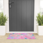Unicorn Garden, Iridescent Holographic Soft Pastel Gradient, Yoga Meditation Mindfulness Spiritual, Eclectic Pink Botanical Nature Plants Forest Graphic Design Pattern Welcome Mat Gallery Image 3