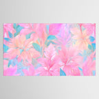 Unicorn Garden, Iridescent Holographic Soft Pastel Gradient, Yoga Meditation Mindfulness Spiritual, Eclectic Pink Botanical Nature Plants Forest Graphic Design Pattern Tablecloth Gallery Image 2