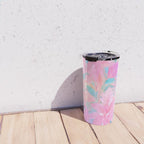 Unicorn Garden, Iridescent Holographic Soft Pastel Gradient, Yoga Meditation Mindfulness Spiritual, Eclectic Pink Botanical Nature Plants Forest Graphic Design Pattern Travel Mug Gallery Image 4
