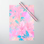 Unicorn Garden, Iridescent Holographic Soft Pastel Gradient, Yoga Meditation Mindfulness Spiritual, Eclectic Pink Botanical Nature Plants Forest Graphic Design Pattern Wrapping Paper Gallery Image 1