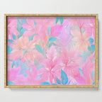 Unicorn Garden, Iridescent Holographic Soft Pastel Gradient, Yoga Meditation Mindfulness Spiritual, Eclectic Pink Botanical Nature Plants Forest Graphic Design Pattern Serving Tray Gallery Image 1