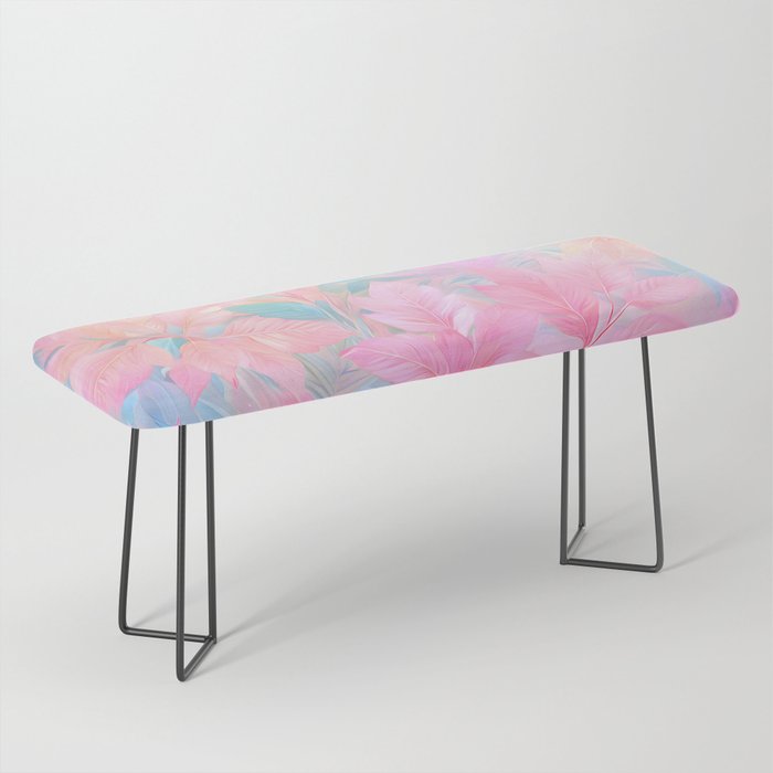 Unicorn Garden, Iridescent Holographic Soft Pastel Gradient, Yoga Meditation Mindfulness Spiritual, Eclectic Pink Botanical Nature Plants Forest Graphic Design Pattern Bench Gallery Image 1
