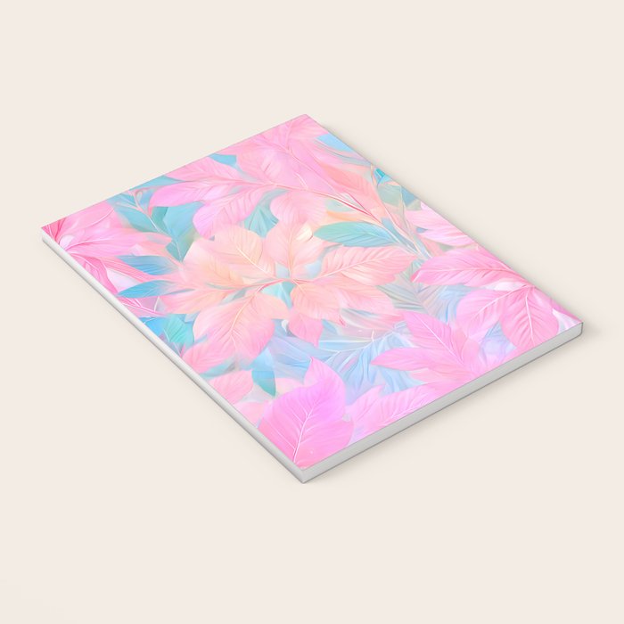 Unicorn Garden, Iridescent Holographic Soft Pastel Gradient, Yoga Meditation Mindfulness Spiritual, Eclectic Pink Botanical Nature Plants Forest Graphic Design Pattern Notebook Gallery Image 3