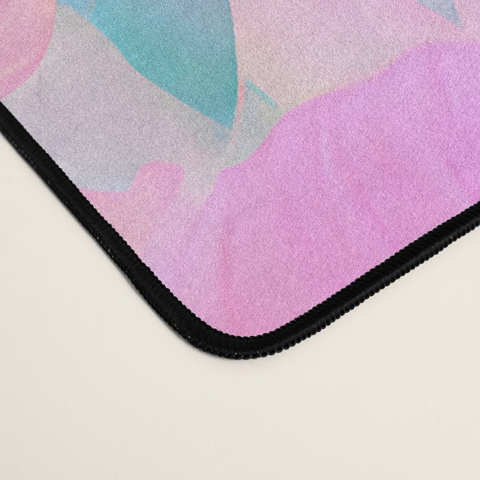 Unicorn Garden, Iridescent Holographic Soft Pastel Gradient, Yoga Meditation Mindfulness Spiritual, Eclectic Pink Botanical Nature Plants Forest Graphic Design Pattern Desk Mat Gallery Image 4