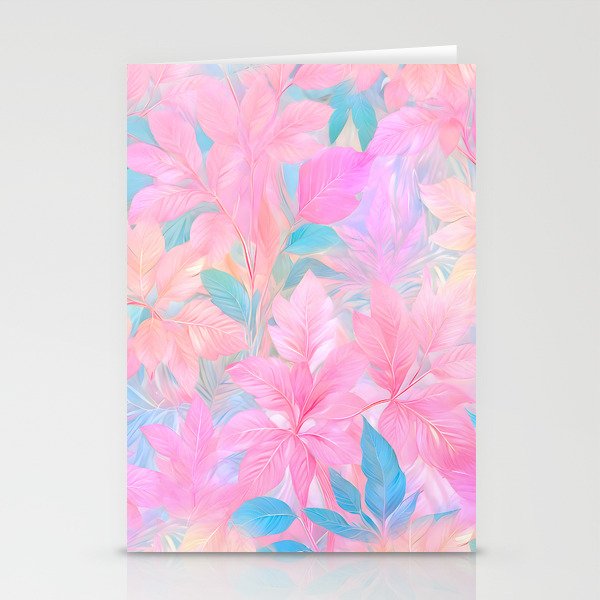 Unicorn Garden, Iridescent Holographic Soft Pastel Gradient, Yoga Meditation Mindfulness Spiritual, Eclectic Pink Botanical Nature Plants Forest Graphic Design Pattern Stationery Card Gallery Image 1