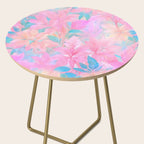 Unicorn Garden, Iridescent Holographic Soft Pastel Gradient, Yoga Meditation Mindfulness Spiritual, Eclectic Pink Botanical Nature Plants Forest Graphic Design Pattern Side Table Gallery Image 2
