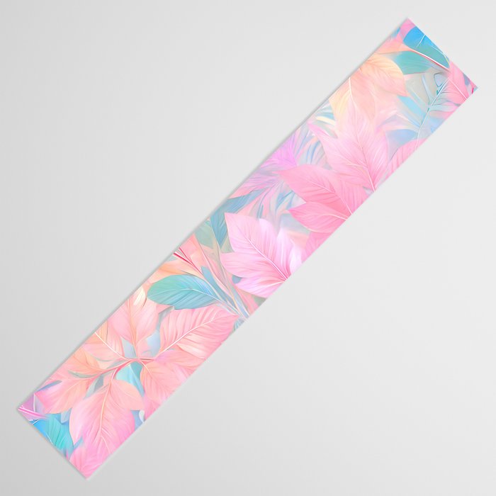 Unicorn Garden, Iridescent Holographic Soft Pastel Gradient, Yoga Meditation Mindfulness Spiritual, Eclectic Pink Botanical Nature Plants Forest Graphic Design Pattern Table Runner Gallery Image 3