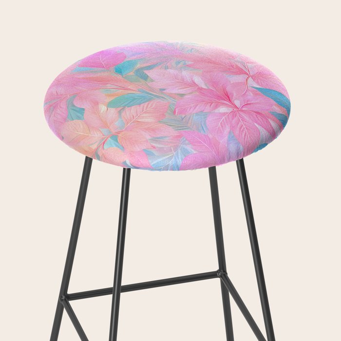 Unicorn Garden, Iridescent Holographic Soft Pastel Gradient, Yoga Meditation Mindfulness Spiritual, Eclectic Pink Botanical Nature Plants Forest Graphic Design Pattern Stool Gallery Image 2