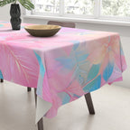 Unicorn Garden, Iridescent Holographic Soft Pastel Gradient, Yoga Meditation Mindfulness Spiritual, Eclectic Pink Botanical Nature Plants Forest Graphic Design Pattern Tablecloth Gallery Image 3