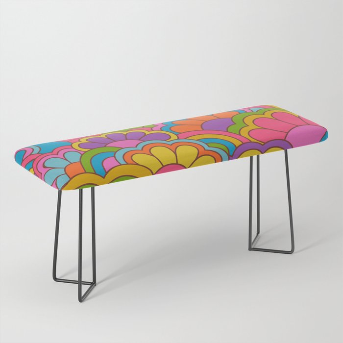 Retro Rainbow Flower Pattern Bench Gallery Image 1