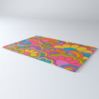 Retro Rainbow Flower Pattern Rug Gallery Image 3