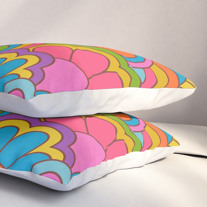 Retro Rainbow Flower Pattern Pillow Sham Gallery Image 3