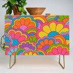 Retro Rainbow Flower Pattern Credenza Gallery Image 1