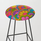 Retro Rainbow Flower Pattern Stool Gallery Image 2
