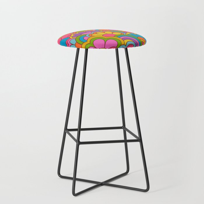 Retro Rainbow Flower Pattern Stool Gallery Image 1