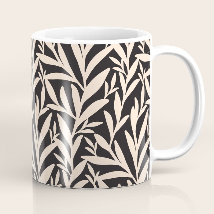 Black and White Leaves 2  Coffee Mug Gallery Image 1