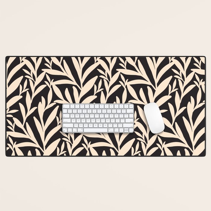 Black and White Leaves 2  Desk Mat Gallery Image 1