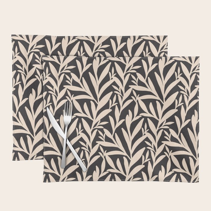Black and White Leaves 2  Placemat Gallery Image 1