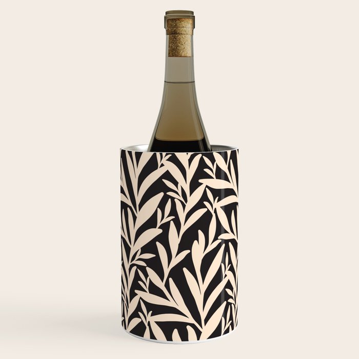 Black and White Leaves 2  Wine Chiller Gallery Image 1