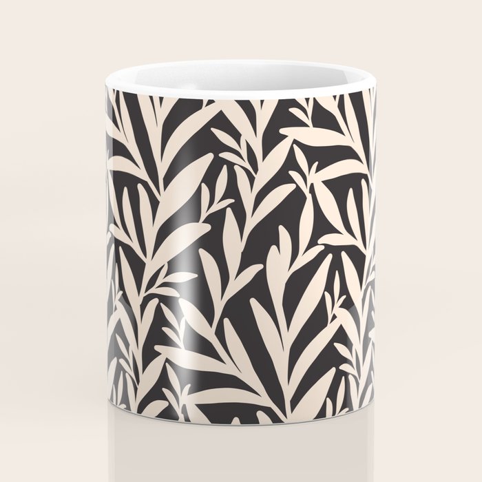Black and White Leaves 2  Coffee Mug Gallery Image 4