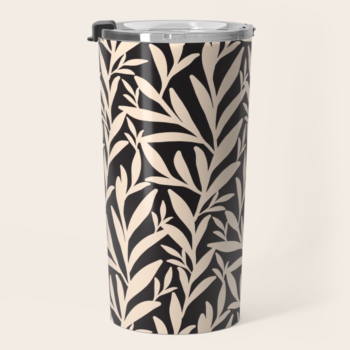 Black and White Leaves 2  Travel Mug Gallery Image 3