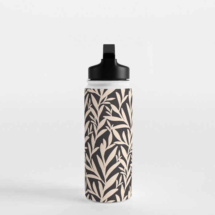Black and White Leaves 2  Water Bottle Gallery Image 3