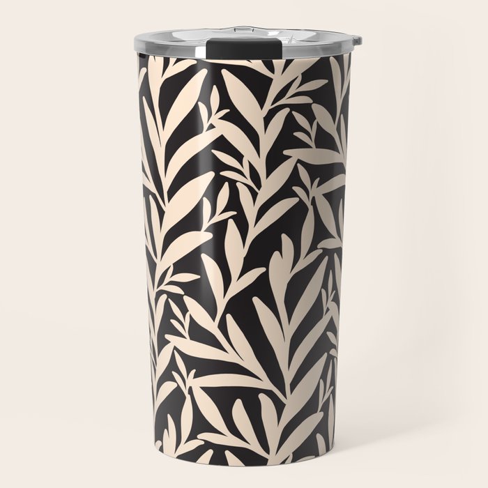 Black and White Leaves 2  Travel Mug Gallery Image 1