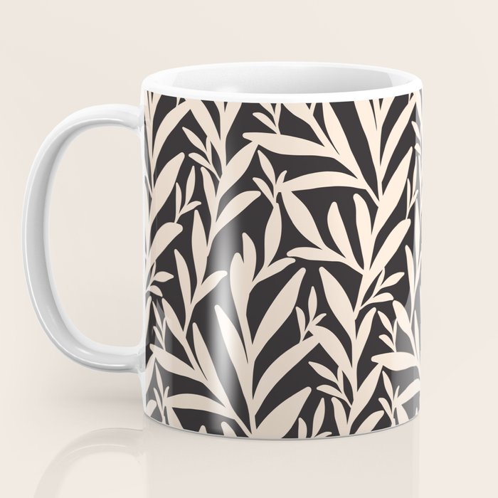 Black and White Leaves 2  Coffee Mug Gallery Image 3