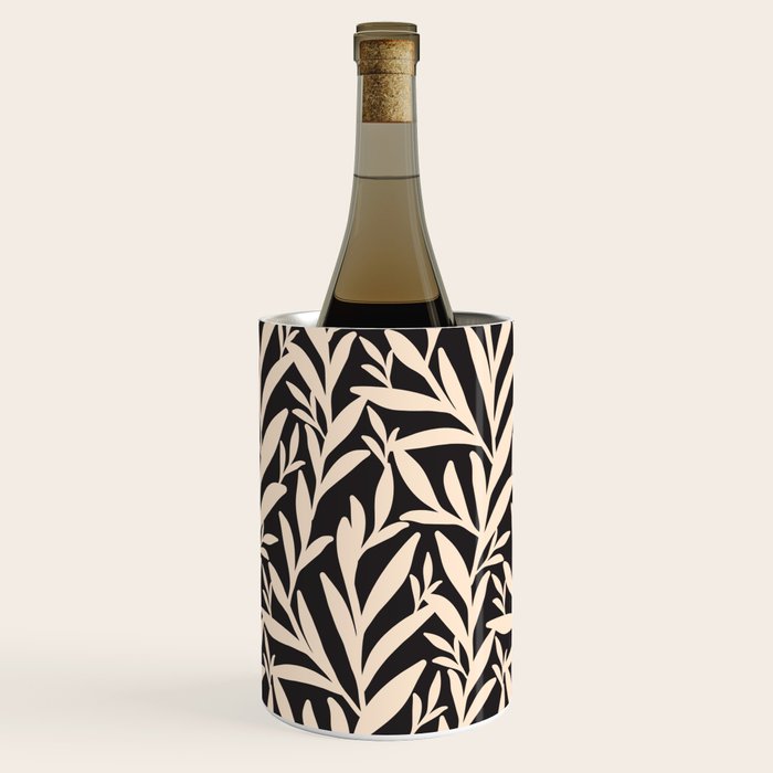 Black and White Leaves 2  Wine Chiller Gallery Image 2