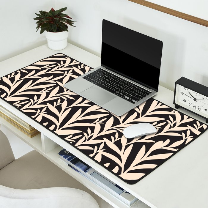 Black and White Leaves 2  Desk Mat Gallery Image 2