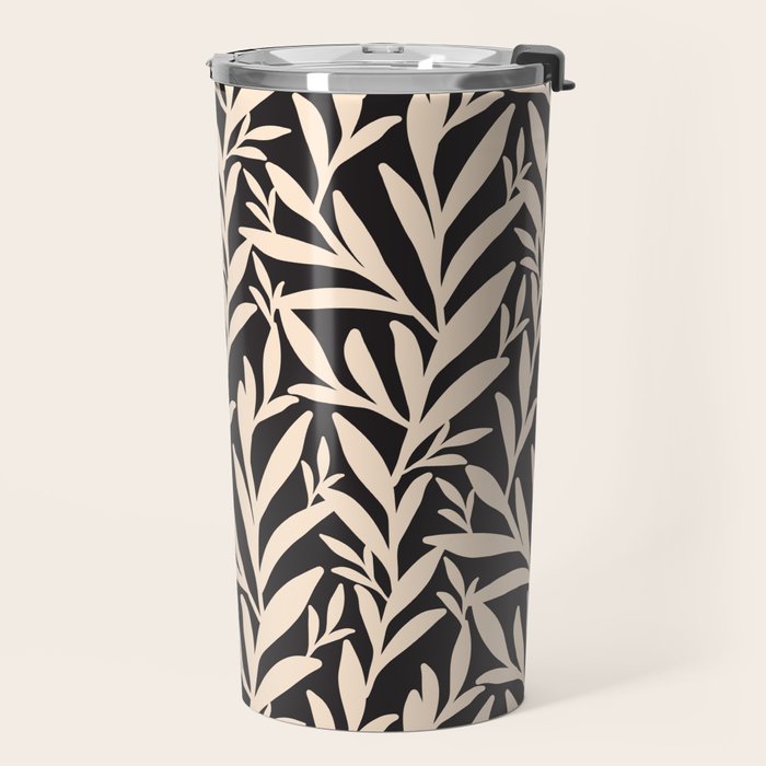 Black and White Leaves 2  Travel Mug Gallery Image 2