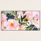 Festive, Floral Watercolor Rose Bouquet, Green and Pink Desk Mat Gallery Image 3