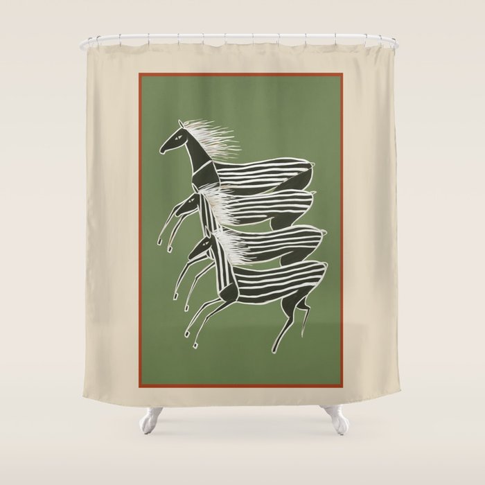 Horses in Stripes Shower Curtain Gallery Image 1