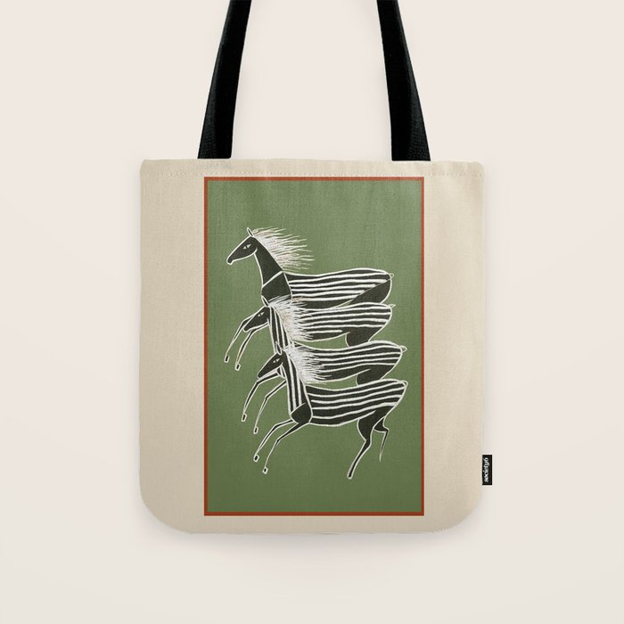 Horses in Stripes Tote Bag Gallery Image 1