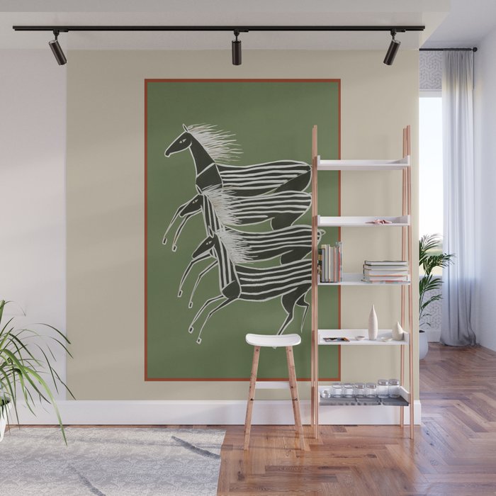 Horses in Stripes Wall Mural Gallery Image 1