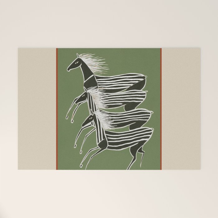 Horses in Stripes Welcome Mat Gallery Image 1
