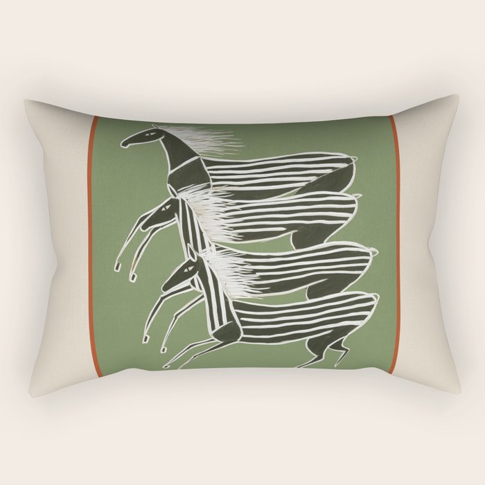 Horses in Stripes Rectangular Pillow Gallery Image 2