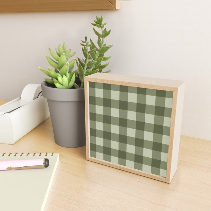 Gingham Plaid Pattern - Natural Green Mini Art Print Gallery Image 2